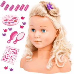 Bayer Design Cabezal De Peinado Super Model 27 Cm Con Cosméticos