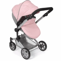 Cochecito De Muñeca BAYER CHIC LINUS Melange Gris Rosa -Tienda De Juguetes Para Niños cochecito de muneca bayer chic linus melange gris rosa a320889 4