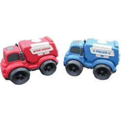 LEXIBOOK Camiones De Juguete Policía Y Bomberos De Bioplástico Biodegradable Para Niños Pequeños