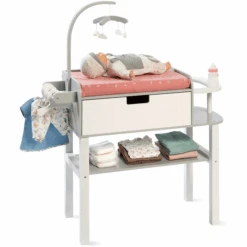 MUSTERKIND ® Cambiador De Juguete Viola Gris/blanco Madera